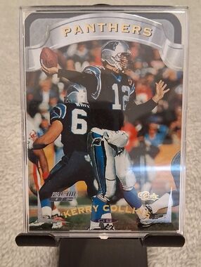 Kerry Collins Panthers Football Card Display - Blue and Black Sports Collectible